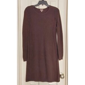 J. Jill Wool Cashmere Sweater Dress Brown Italian Yarn XS Exposed Seams